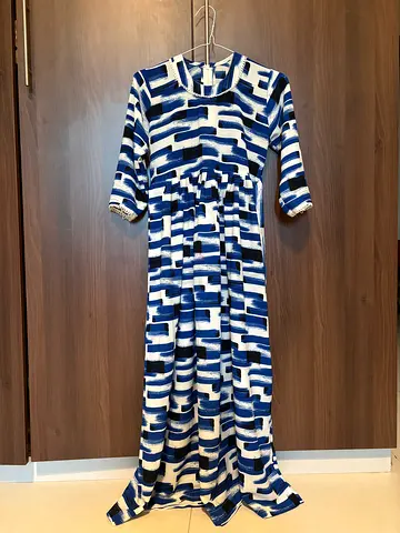 Blue and White Long Dress