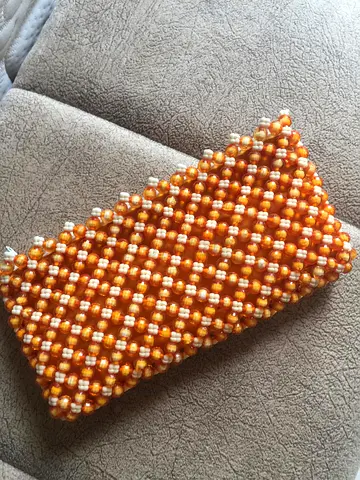 Orange Beaded Purse