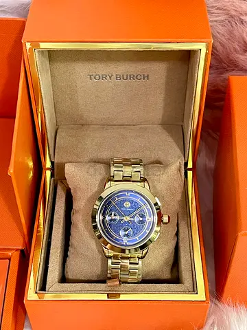 Brand new Tory Burch Gold Navy Chronograph