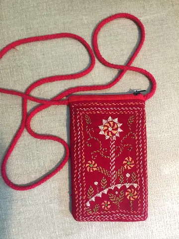 Red Embroidered Side Bag