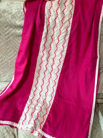 Pink and White Cotton Duppata/Shawl