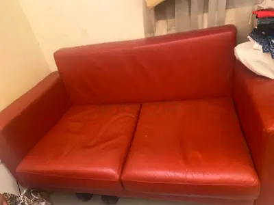 Red Leather Sofa (2-Seater)
