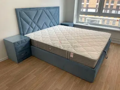 Customized Brand New Stylish Blue Bed For Sale