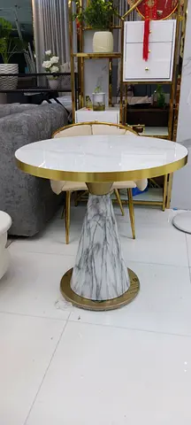 Elegant Modern Marble  Gold Accent Table 80cm