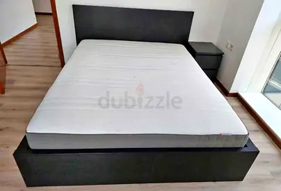IKEA Malam double bed with 2 storage drawers underneath and Ikea mattress 140×200cm