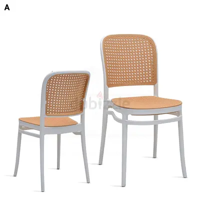 Elegant Indoor Dining Chair with Rattan Design