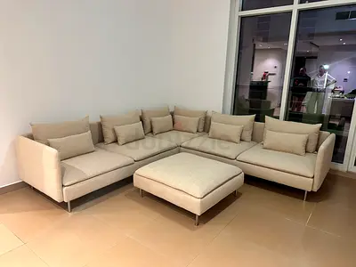 Ikea söderhamn corner luxury sofa with ottoman beige