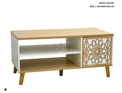 Elegant Beige Coffee Table with Floral Design