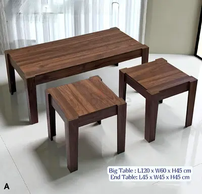 Stylish Wooden Coffee and Side Tables Set