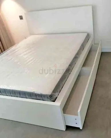 IKEA Malam double bed 140×200cm bed with 2 storage drawers underneath