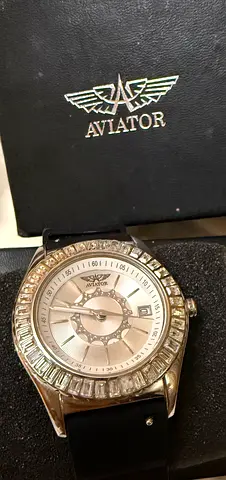 Authentic  Aviator brand watch with crystals. and date   for women