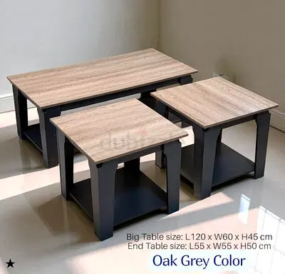 Stylish Oak Grey Coffee Table Set - Perfect for Any Living Room