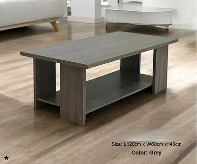 Stylish Grey Coffee Table with Open Shelf