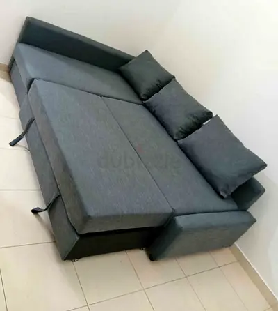 IKEA L Shape Sofa cum bed with big storage and you can fix the storage left or right anyside you wan