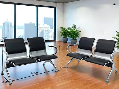Modern Black and Chrome Waiting Room Chairs