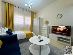 Luxury studio for monthly rent in Ajman – fully furnished, Fully equipped kitchen, premium finishe