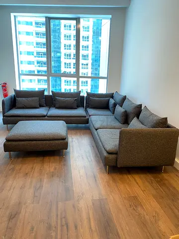 Ikea söderhamn six seater sofa with ottoman