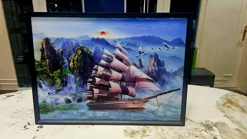 3d Stunning Framed Seascape Artwork with Sailing Ship