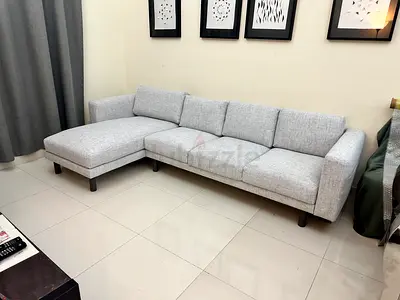 IKEA Norseborg L shape four seater sofa light grey