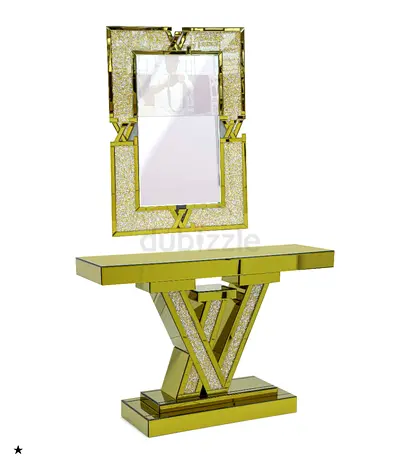 Elegant Gold Console Table with Mirror
