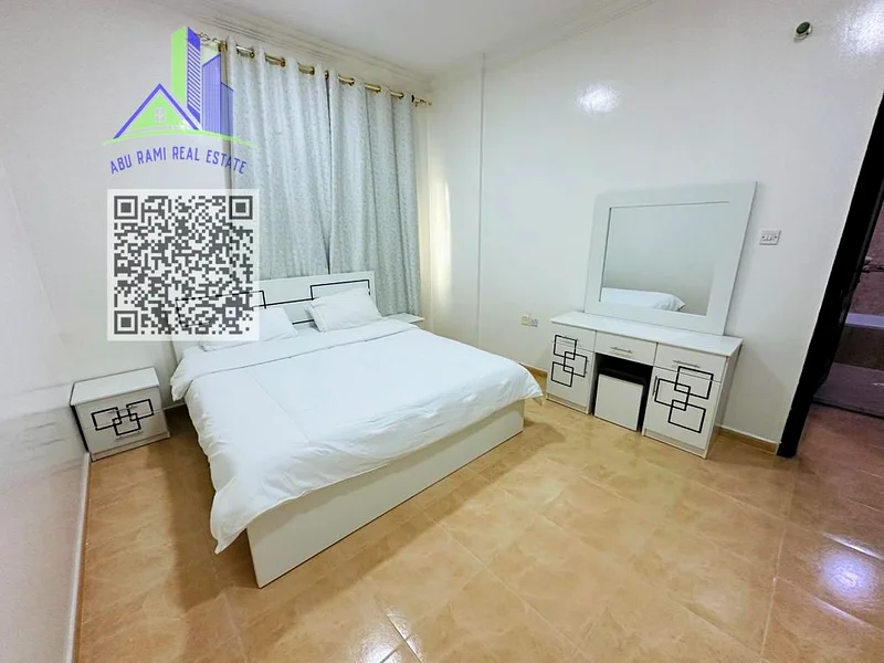 Two rooms and a hall, monthly, furnished, in Al Muwaihat 3 - new furniture - close to the Dubai exit - 4500 including bills64050247595651114