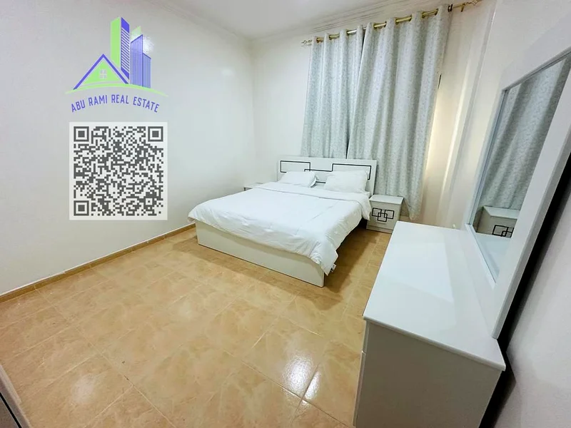 Two rooms and a hall, monthly, furnished, in Al Muwaihat 3 - new furniture - close to the Dubai exit - 4500 including bills64050247595651111