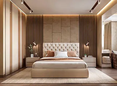 Elegant Modern Bed Frame  Coordinated Nightstands