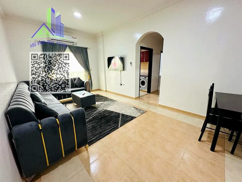 Two rooms and a hall, monthly, furnished, in Al Muwaihat 3 - new furniture - close to the Dubai exit - 4500 including bills64050247595651110