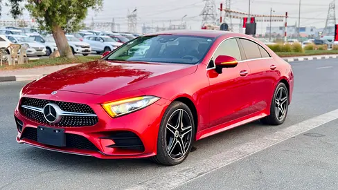 MERCEDES BENZ CLS450 4MATIC MODEL 2018 - HYACINTH RED - BROWN INTERIOR -  FRESH JAPAN IMPORT