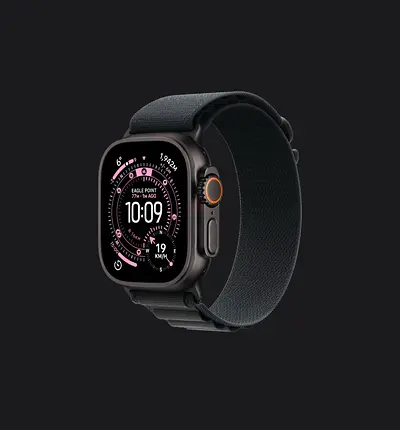Apple Watch Ultra 3 GPS + Cellular 49mm Black Titanium Case with Black Alpine Loop - Large