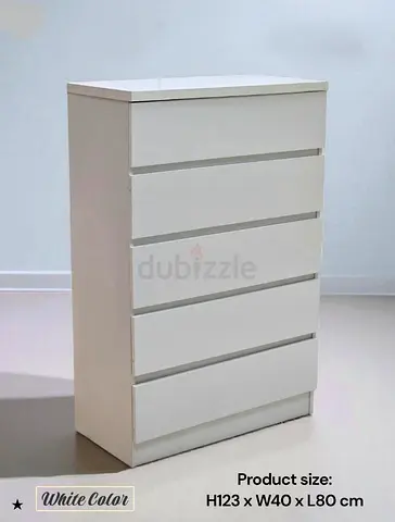 Modern White 5-Drawer Dresser for Sale