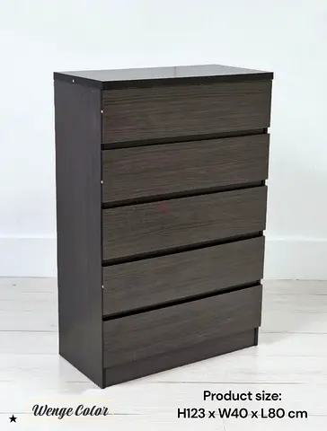 Modern 5-Drawer Storage Dresser in Wenge Color