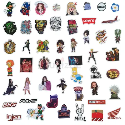 Sticker Pack (50 Pcs) – Cartoon, Anime  Logo Vinyl Stickers for Laptop, Phone, Luggage 7