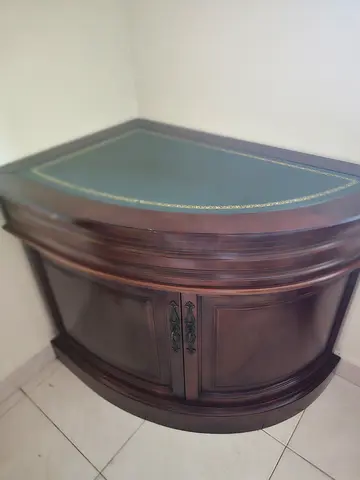 Elegant Vintage Writing Desk with Leather Inlay