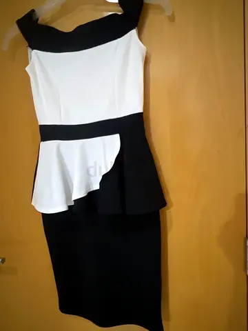 Stylish Black and White Peplum Dress for Sale!