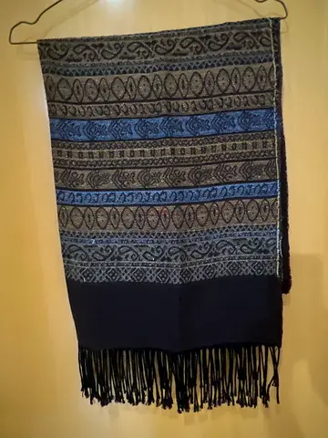 Stylish Patterned Blue and Black Scarf