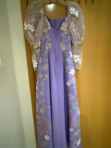 Elegant Purple Floral Evening Dress