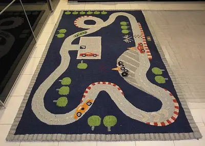 Pottery Barn Rug Race Track for Kids Playroom