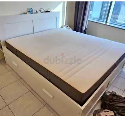 IKEA brimness  king size bed with 4 storage drawers underneath and with  IKEA mattress