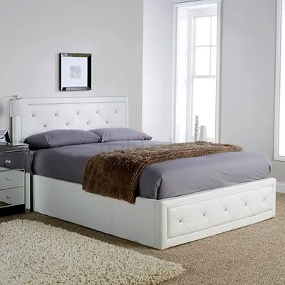 Luxurious White Bed and Stylish Headboard