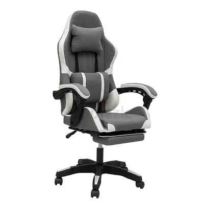 Comfortable Grey Gaming Chair with Lumbar Support
