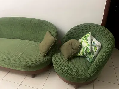 Cozy Green Curved Sofa Set