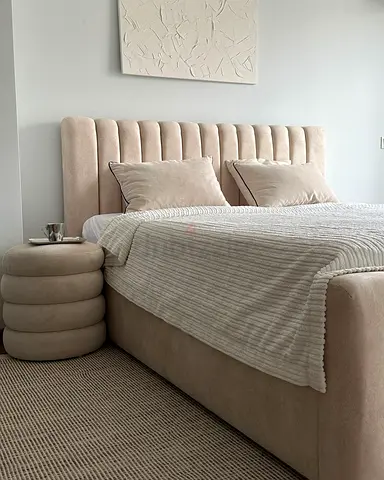 Elegant King Size Bed with Plush Headboard