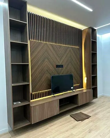 Stylish Modern Entertainment Center with Shelves
