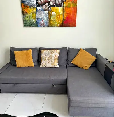 Ikea L Shape Sofa cum bed with big storage in
