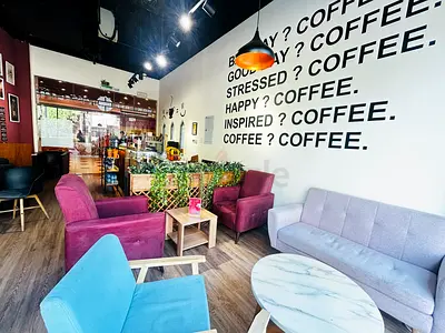 Coffee shop in shopping complex, opst 4 star hotel, outdoor seating fully equipped kitchen