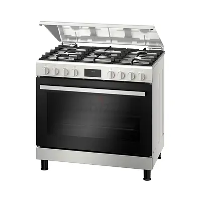 Gas Range Cooker, 90 cm, with Cast Iron Pan Supports HGX5H8W50M Stainless Steel