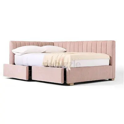 Modern Upholstered Bed with Storage Drawers