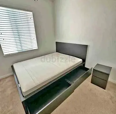 IKEA Malam queen size bed 160/200cm bed with 2 storage drawers underneath  and Ikea mattress