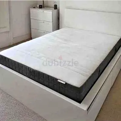 IKEA Malam double bed 140×200cm bed with 2 storage drawers underneath and Ikea mattress